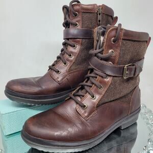 UGG Women's Sz 8 Kesey Brown Leather Waterproof shearling Boots 1005264 99% EXC!